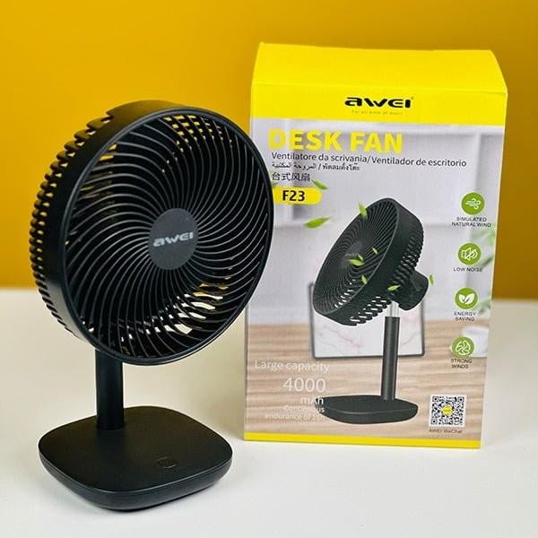 Awei F23 Portable USB Rechargeable Desk Fan (4000mAh)